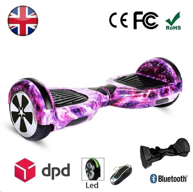 6.5 inch Hoverboard GALAXY Purple Starry Sky With Led Strip